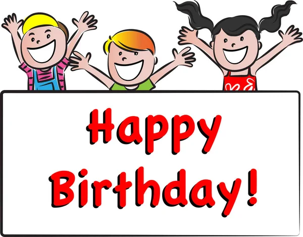 Happy Birthday Card Vector Kids —  Vetores de Stock