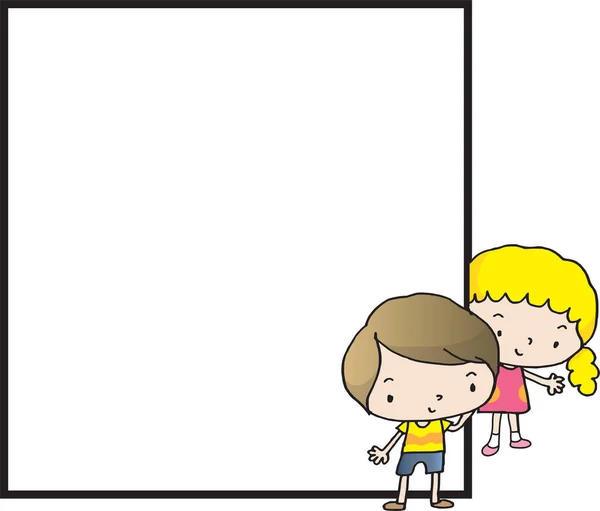 Ilustración Dibujos Animados Niño Una Niña — Vector de stock