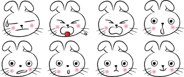Şirin Tavşanlı Komik Yüzler — Stok Vektör