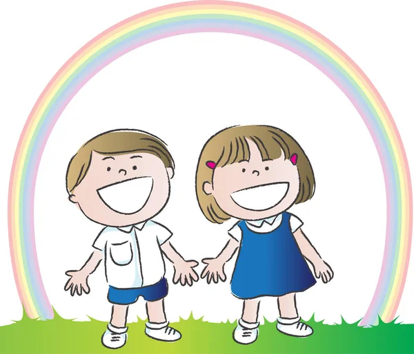 Happy Funny Kids Cartoon Vector Illustration — Stock Vector