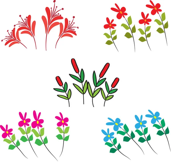 Illustration Vectorielle Fleurs Sur Fond Blanc — Image vectorielle