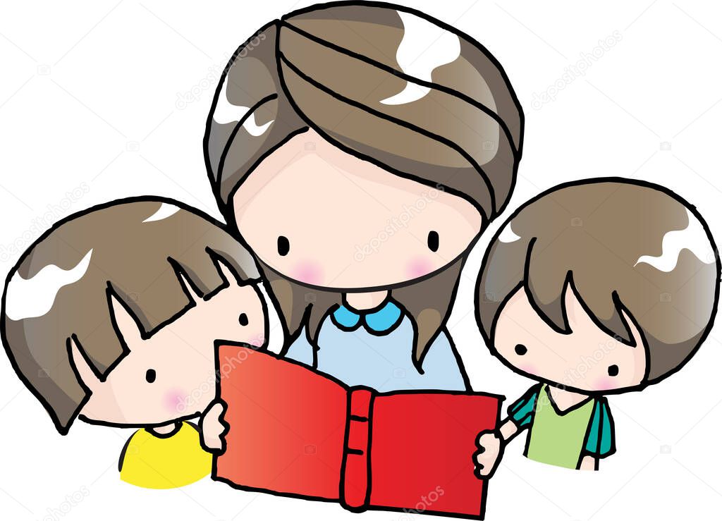 vector illustration of a cute cartoon character of a family