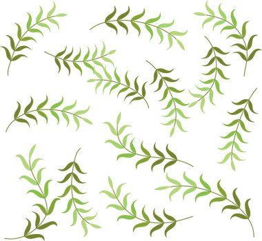 Yeşil yapraklı ve dallı pürüzsüz desen