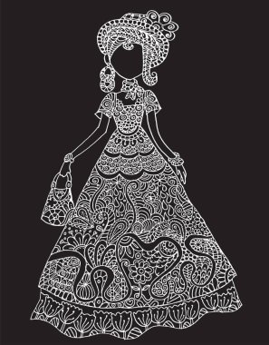 Robot resim tarzında bir kızın vektör çizimi.