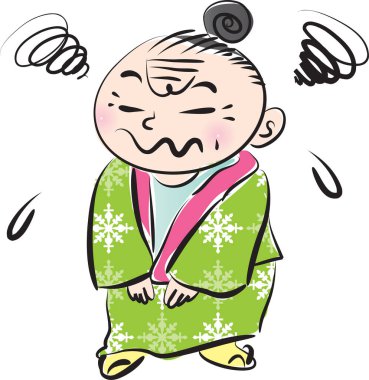 Geleneksel kostümlü bir adamın karikatür çizimi