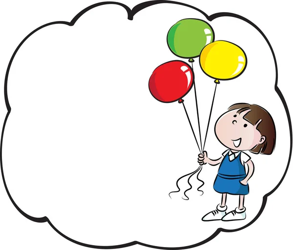Anak Kartun Memegang Balon Berwarna Warni - Stok Vektor