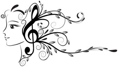 Saçında bitkiler olan güzel bir kız