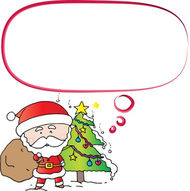 Noel Baba çizgi filmi ve Noel ağacı.