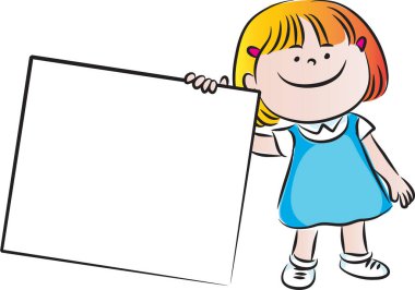 Boş bir afiş taşıyan bir kızın resmi