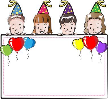 Balonlu mutlu yıllar, vektör illüstrasyonlu