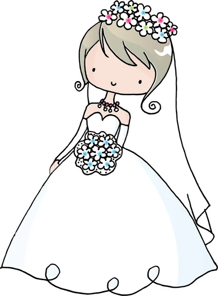 Illustration Vectorielle Une Fille Dans Une Robe Mariée — Image vectorielle