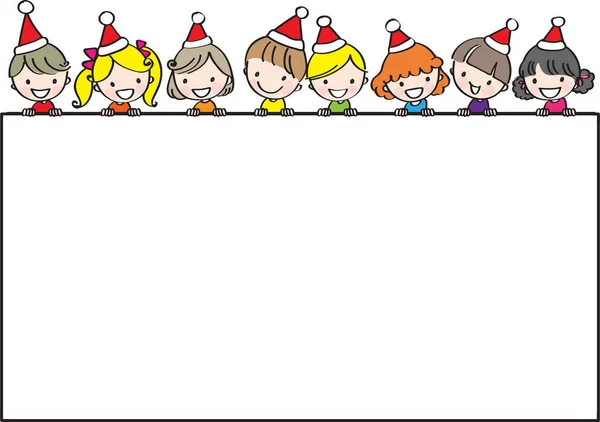 Children Christmas Hats Characters Your Design — Stock Vector