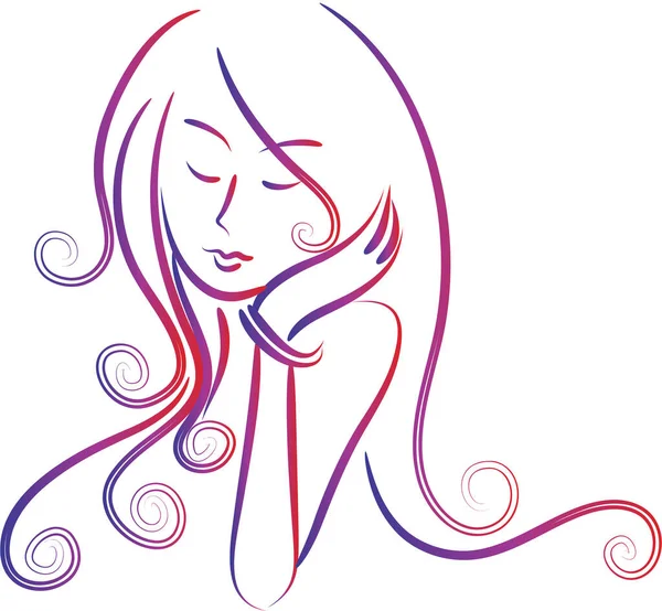 Векторная Иллюстрация Лица Красотки Розовыми Волосами — стоковый вектор