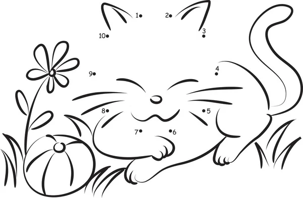 Ilustración Dibujos Animados Gato Con Una Flor — Vector de stock