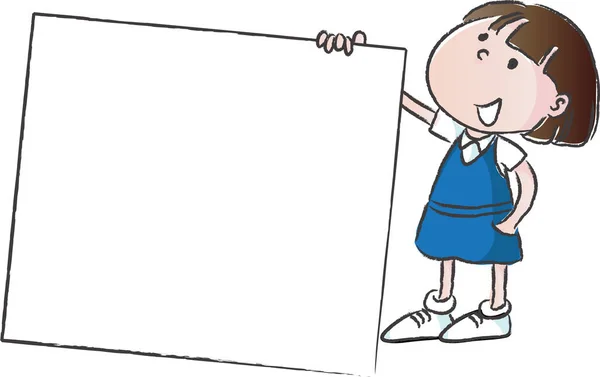 Απεικόνιση Ενός Κενού Banner Ένα Κορίτσι Κινουμένων Σχεδίων — Διανυσματικό Αρχείο