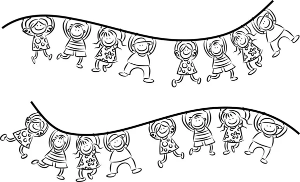 Illustrazione Vettoriale Con Bambini Dei Cartoni Animati Scarabocchi Disegnati Mano — Vettoriale Stock