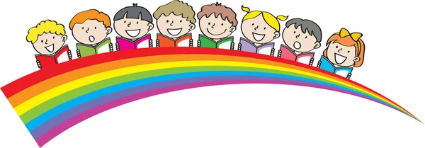 Illustrazione Vettoriale Bambini Arcobaleno — Vettoriale Stock