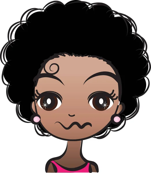Pretty Little Girl Black Hair Vector Illustration — Stock Vector