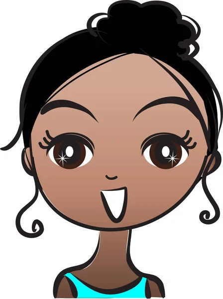 Pretty Little Girl Black Hair Vector Illustration — Stock Vector
