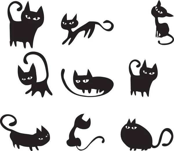 Conjunto Gatos Bonitos Ilustração Vetorial — Vetor de Stock