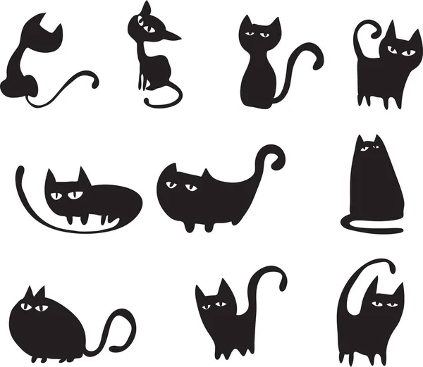 Conjunto Gatos Bonitos Ilustração Vetorial — Vetor de Stock