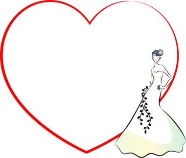 Kırmızı kalpli güzel romantik bir kadının vektör çizimi