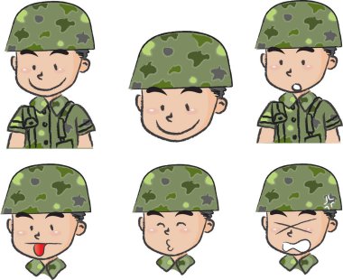karikatür askeri vektör seti
