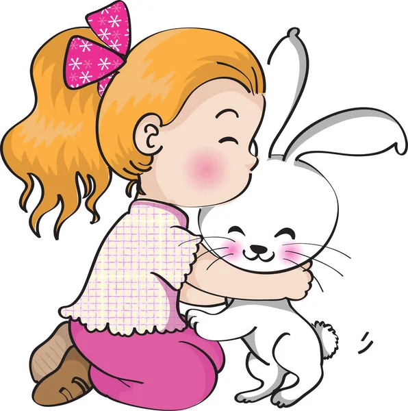 Vector Illustration Cute Baby Girl Rabbit — Stock Vector