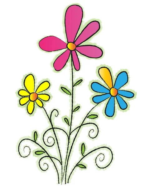 Vektor Illustration Blommor Vit Bakgrund — Stock vektor