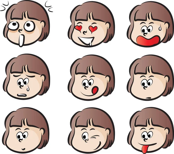 一组不同表情的卡通人物 — 图库矢量图片