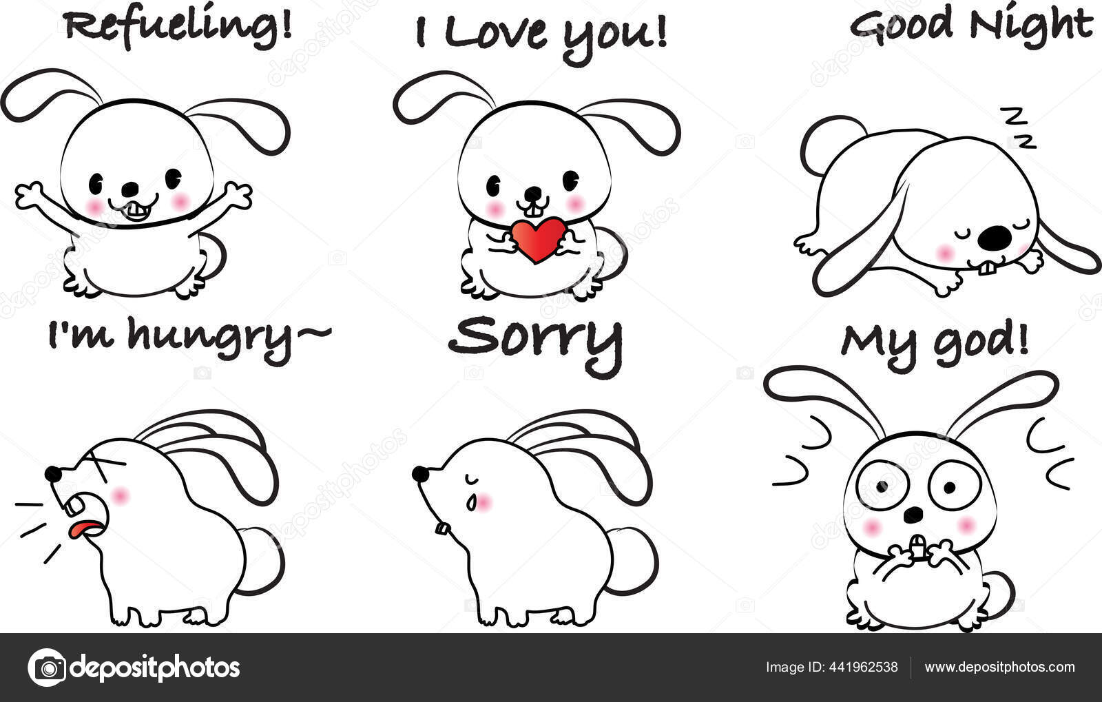 Vektor Set Kartun Hewan Lucu Stok Vektor Wenpei 441962538