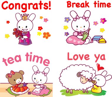 Sevimli çizgi film hayvanlarının vektör çizimi