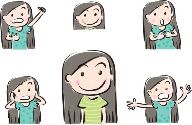 Çizgi film kadın karakterlerinin vektör çizimi 