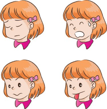 Komik kız yüzleri, vektör 