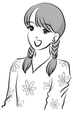 Beyaz arka planda elbise giymiş genç bir kız.