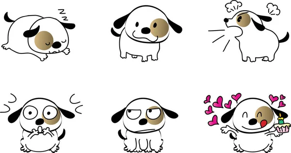 犬のベクトルセットかわいいキャラクター — ストックベクタ