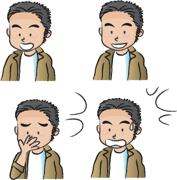 Set Cartoon Faces Different Emotions Vector Illustration — Stock Vector