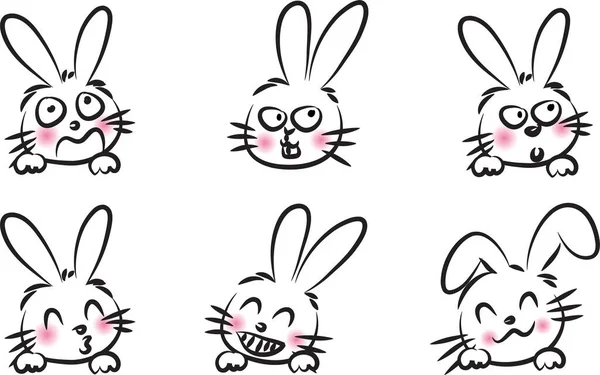 Vector Set Cute Rabbits — Stock Vector