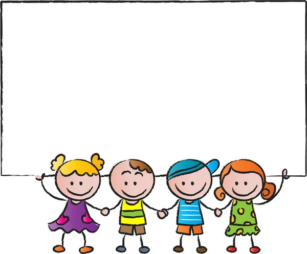 Vector Drawing Group Kids — Stock Vector