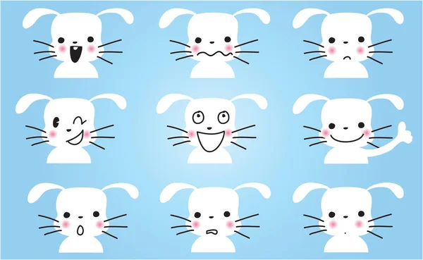 Set Cute Cartoon Bunnies Vector Illustration — Stock Vector