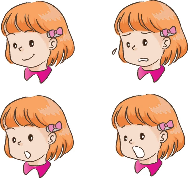 Ilustración Niño Con Diversas Expresiones Faciales — Vector de stock