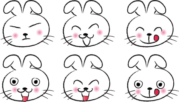 Set Cute Cartoon Rabbits — Stock Vector