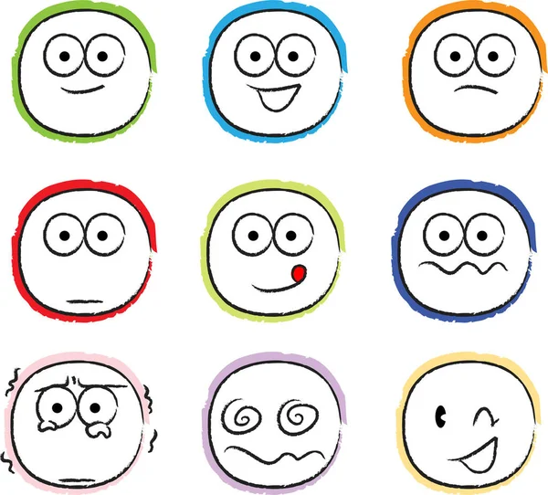 Set Emoticon Illustrazione Vettoriale — Vettoriale Stock