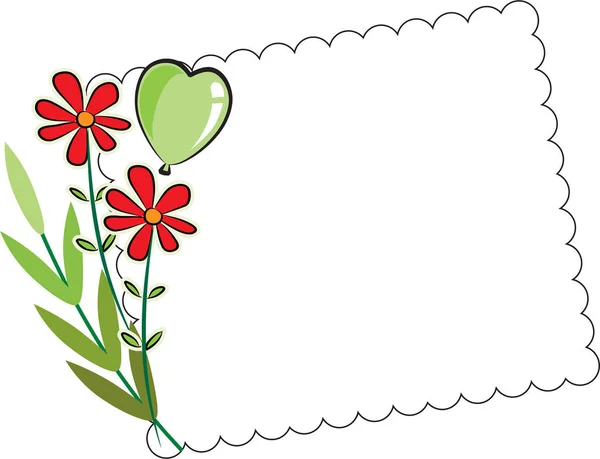 Ευχετήρια Κάρτα Λουλούδια Και Μπαλόνι — Διανυσματικό Αρχείο