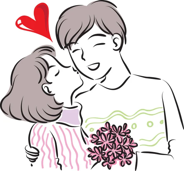 Illustration Vectorielle Couple Amoureux — Image vectorielle