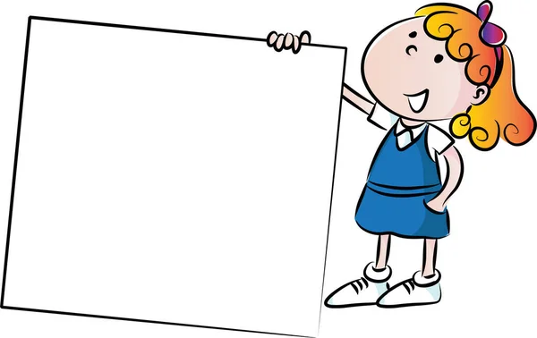 Cartoon Illustration Eines Mädchens Mit Einem Schild — Stockvektor