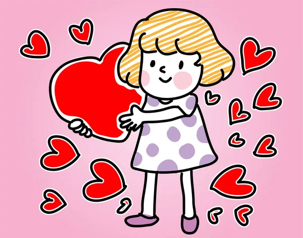 Χαριτωμένο Κορίτσι Καρδιά — Διανυσματικό Αρχείο