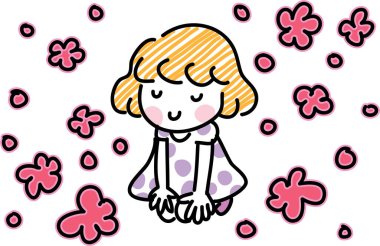 Noktalı elbiseli şirin küçük kız.