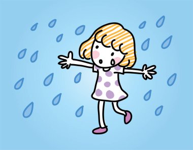 Noktalı elbiseli şirin küçük kız.