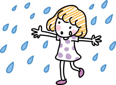 Noktalı elbiseli şirin küçük kız.